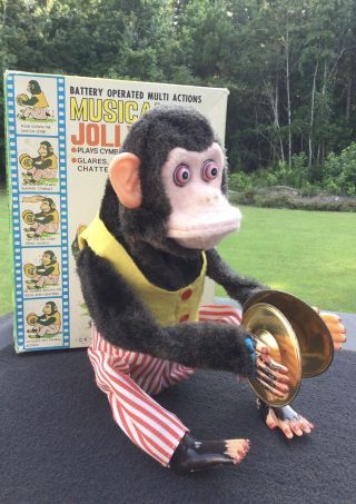 Vintage Daishin Made In Japan Battery Operated Musical Jolly Chimp W/box