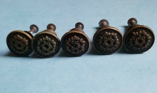 5 Vintage Brass Or Bronze Drawer Pull Caninet Knobs 888