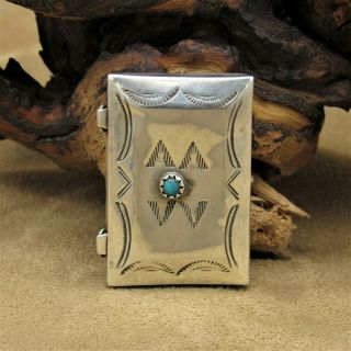 Vintage Southwest Sterling Silver And Turquoise Pill Box