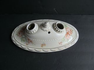 Vintage Porcelain Ceramic 2 Bulb Ceiling Light Fixture Floral Flowers