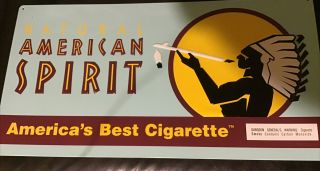 Vintage Natural American Spirit Cigarette Metal Tin Sign 12 X 19 1990s