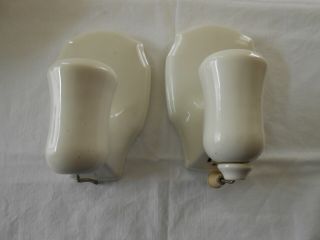 2 Vintage P&s Alabax White Ceramic Porcelain Wall Mount Light Sockets