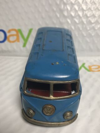 Vintage 5 " Blue Tin Friction Vw Volkswagen Bus Van Japan Unmarked V W Bug