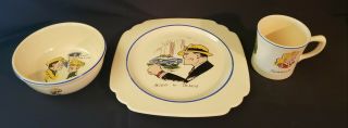 Vintage Rare 3 Pc.  Dick Tracy Dinner Set Plate Bowl Mug Homer Laughlin 1950 2