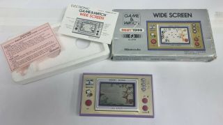 VINTAGE BOXED NINTENDO GAME & WATCH SNOOPY TENNIS WIDESCREEN SP - 30 1982 2