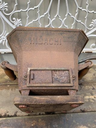 Vintage Hibachi Bbq Tabletop Cast Iron Portable Grill W/wood Base