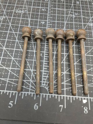 Set Of 6 Brass Antique Vintage Cannon Ball Top Finial Door Hinge Pins B6s