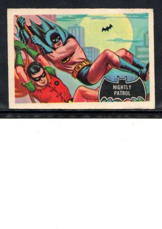 1966 Batman Card,  14 Black Bat,  Nightly Patrol,  Orange Reverse,  Ex.  -