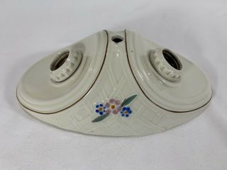 Vintage 1930s Porcelier Porcelain Double Light Fixtures Wall Bathroom Basketweav