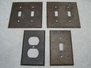 4 Vintage Usa Made Bryant Solid Brass Switch & Duplex Electrical Plate Covers