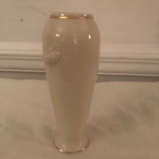 Lenox China Rose Theme Flower Bud Vase Cream Color With Gold Trim 6 In Tall