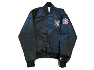 Vintage 80s Starter Oakland Raiders Satin Bomber Jacket Mens Large Pro Line Usa