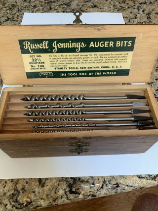Vintage Russell Jennings 13 Auger Bit Set No.  32 1/2 In 3 Tiered Storage Box