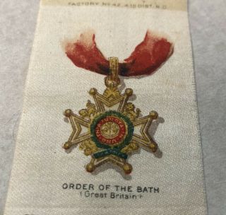 Antique Old Mill Cigarettes Tobacco Silks Order Of The Bath Great Britain Medal