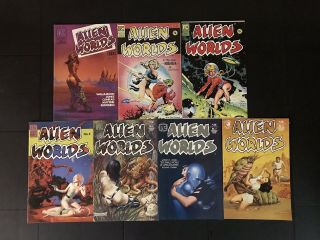 Alien Worlds 1,  2,  4,  5,  6,  7,  9 Eclipse Comics 1985 Sci - Fi Horror Anthology 7 - Issues