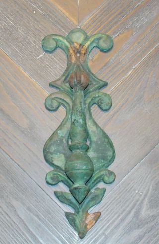Vintage - Antique Cast Bronze Door Knocker - Rustic Green Patina Large & Heavy
