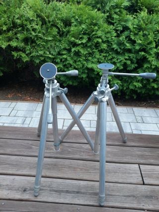 Two Vtg Tiltall No.  4602 Pro Aluminum Tripod Up To 71 " Usa Made