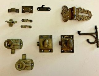 Antique Vintage Hinges Cabinet Latches Miscsellaneous Archectural Hardware Brass