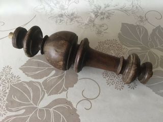 Large Antique French Turned Wood Post Finial Newel End Salvaged