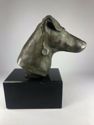 VINTAGE LOST WAX BRONZE HEAD STUDY OF A SMOOTH FOX TERRIER DOG,  OUTSTANDING 4