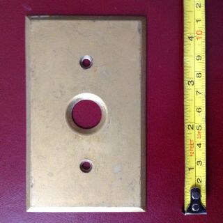 Vintage Single Push Button Switch Cover Plate Brass Circa 1926