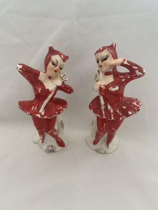 Vintage Enesco Devil Ballerinas Salt/pepper Shakers -