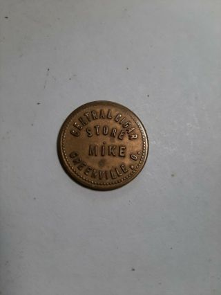 GREENVILLE,  OHIO CENTRAL CIGAR STORE ADVERTISING TOKEN 5 CENT VINTAGE TOBACCO 2