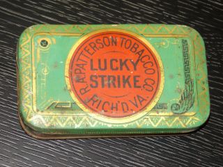 Vintage Empty Lucky Strike Tobacco,  Flat Pocket Tin Circa 1920 