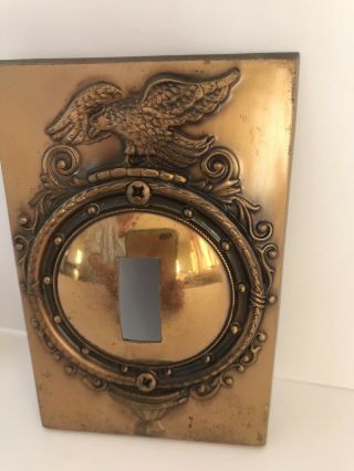Vintage Antique Light Switch Cover Set Of Two American Eagle Brass