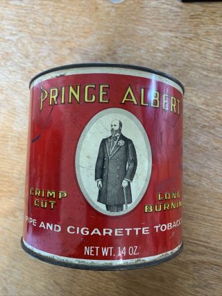 Vintage Prince Albert Pipe And Cigarette Tobacco Tin Crimp Cut Empty Can 14oz.
