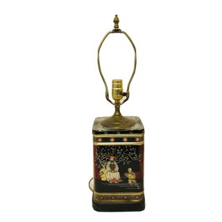 Vintage Mcm Frederick Cooper Chinese Chinoiserie Tea Tin Lamp Mid Century