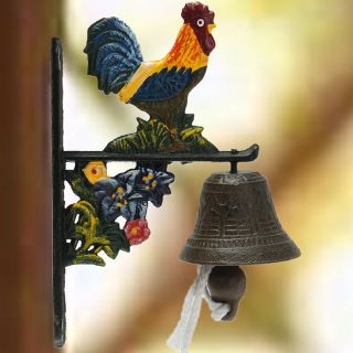Us Style Metal Cast Iron Rooster Door Bell Wall Mounted Home Wall Garden Decor