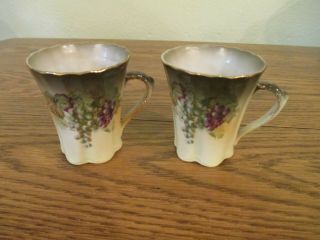 Set Of 2 Vintage Ravaria Bavaria German Coffee Tea Cups Hand Painted
