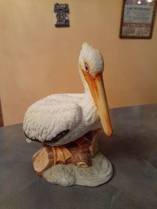Vintage Lefton China White Pelican Kw910 Hand Painted Figurine 6 “ Tall
