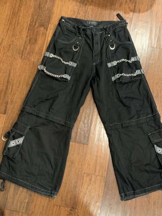 Vtg 90s Tripp Nyc Pants Mens Black Wide Leg Goth Rave Zipper Bondage Punk Medium