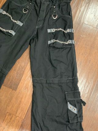 VTG 90s Tripp Nyc Pants Mens Black Wide Leg Goth Rave Zipper Bondage Punk Medium 2