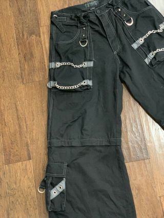 VTG 90s Tripp Nyc Pants Mens Black Wide Leg Goth Rave Zipper Bondage Punk Medium 3