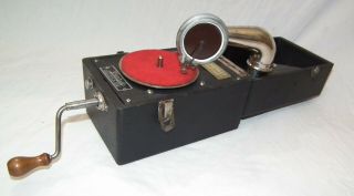 Rare Small Vintage Kompact Table Top Phonograph Gramophone 78 Rpm Record Player