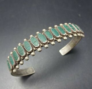 Old Harvey Era Vintage Navajo Stamped Sterling Silver Turquoise Cuff Bracelet
