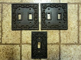 Vintage Metal Light Switch Covers.  Set Of 3.