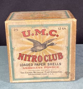 Umc Nitro Club 12 Gauge Loaded Paper Shells Empty Box Union Metallic Cartridge