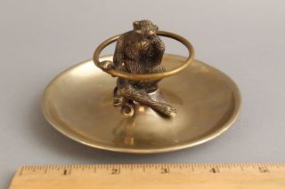 Antique Polish B.  Henneberg Figural Chimpanze Monkey Silver Brass Trinket Dish