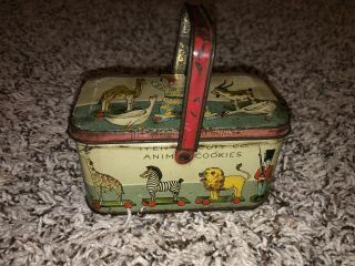 Vintage Iten Biscuit Co.  Animal Cookies Tin Container Can Crackers