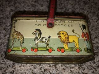 Vintage ITEN BISCUIT CO.  ANIMAL COOKIES TIN Container Can Crackers 2