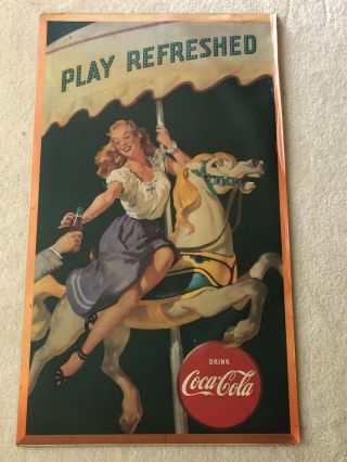 1948 Vintage Coke Coca - Cola Poster Cardboard Sign Large Vg,  /ex