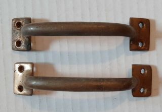 Two Antique Solid Brass Heavy 5 1/2 " Door Pulls