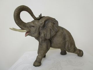 Andrea By Sadek Huge Ceramic African Elephant Figurine 13 3/4 " L 7837 Vtg.  Xlnt