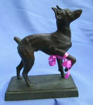 Manchester Terrier Min Pin Bronze Dog 6 "