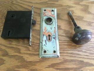 Vintage Door Knob Lock Plast Set No Key Mechanism Brass Craft Parts