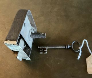 Antique Door Lock And Key Appears To Be Very Early